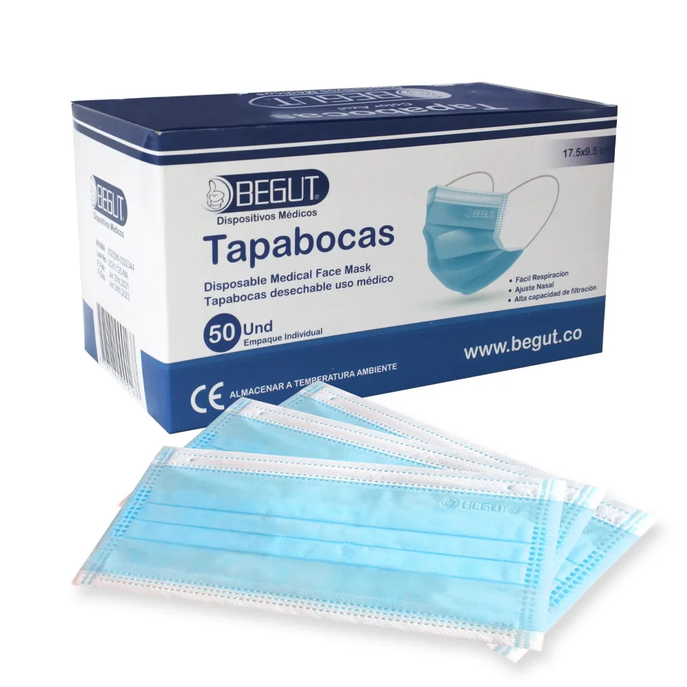 TAPABOCAS DESECHABLE BEGUT AZU CJA X50 - BEGUT
