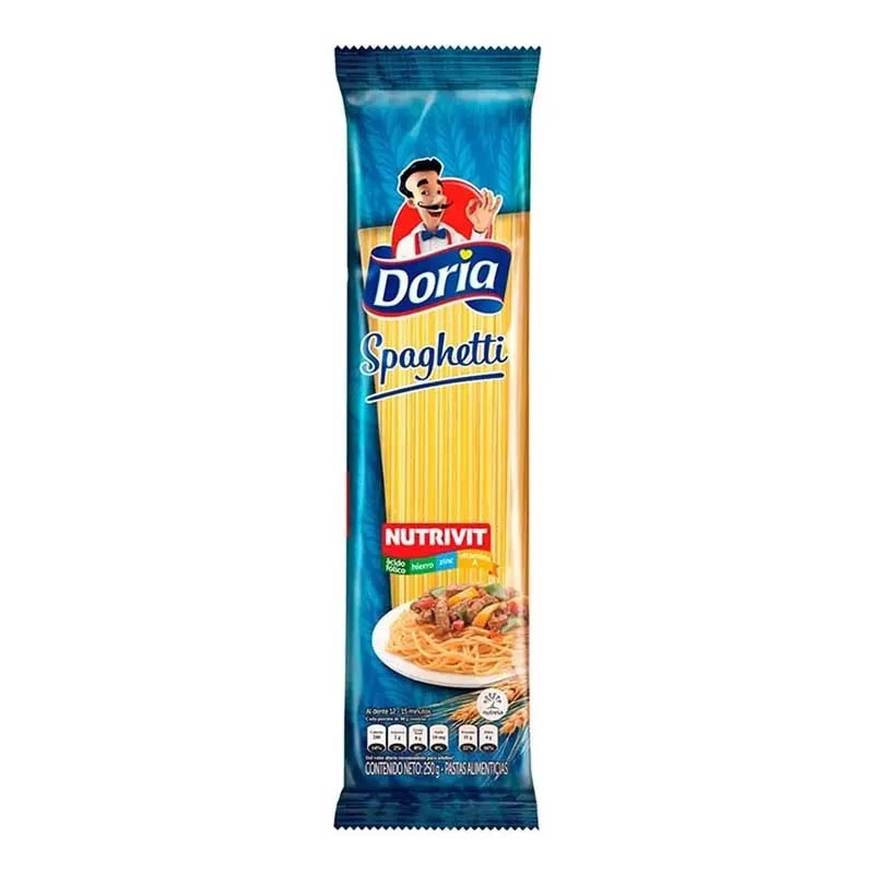 PASTA DORIA SPAGHETTI BOLSA 250 GRAMOS