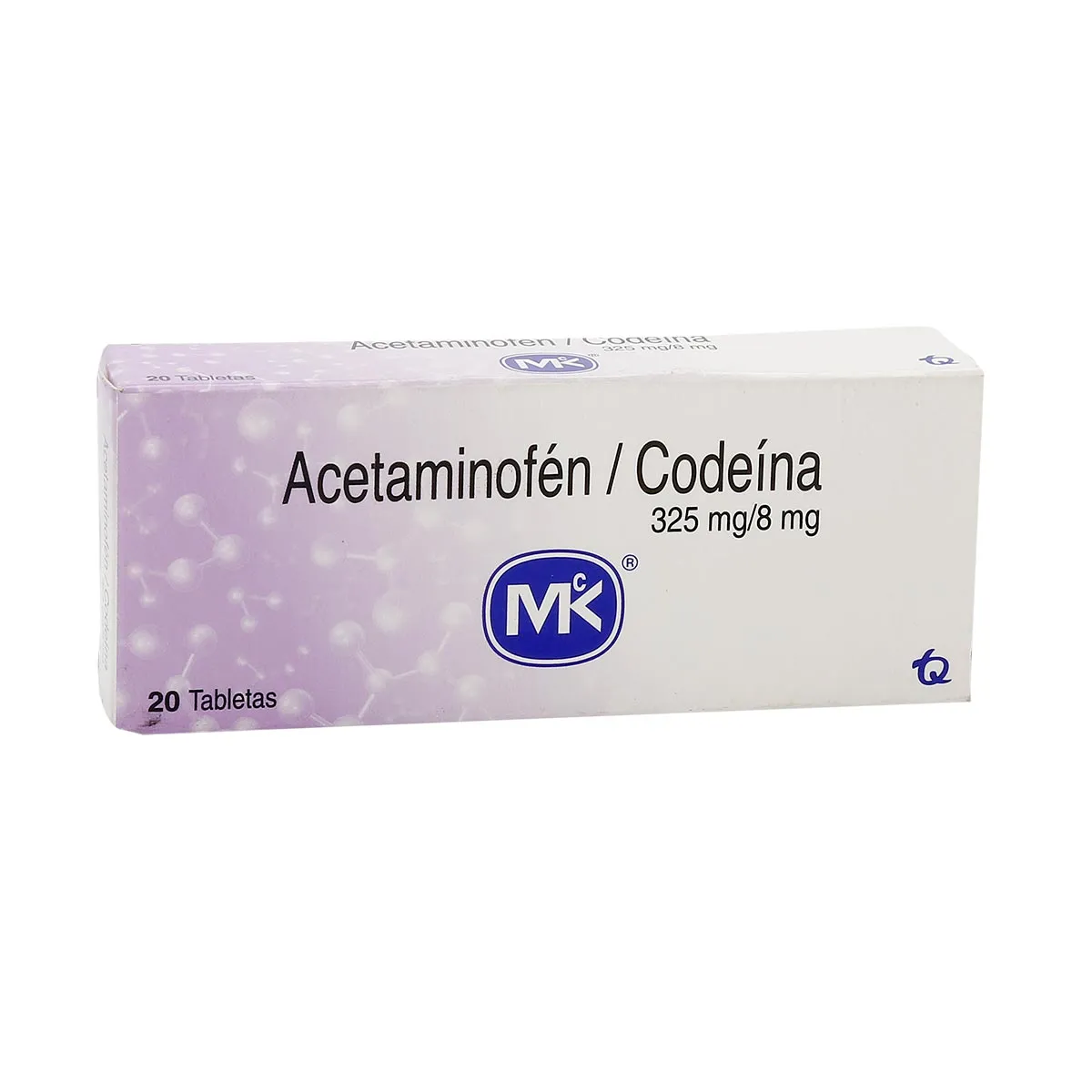 ACETAMINOFEN+CODEINA 325/8MG 20 TBS MK