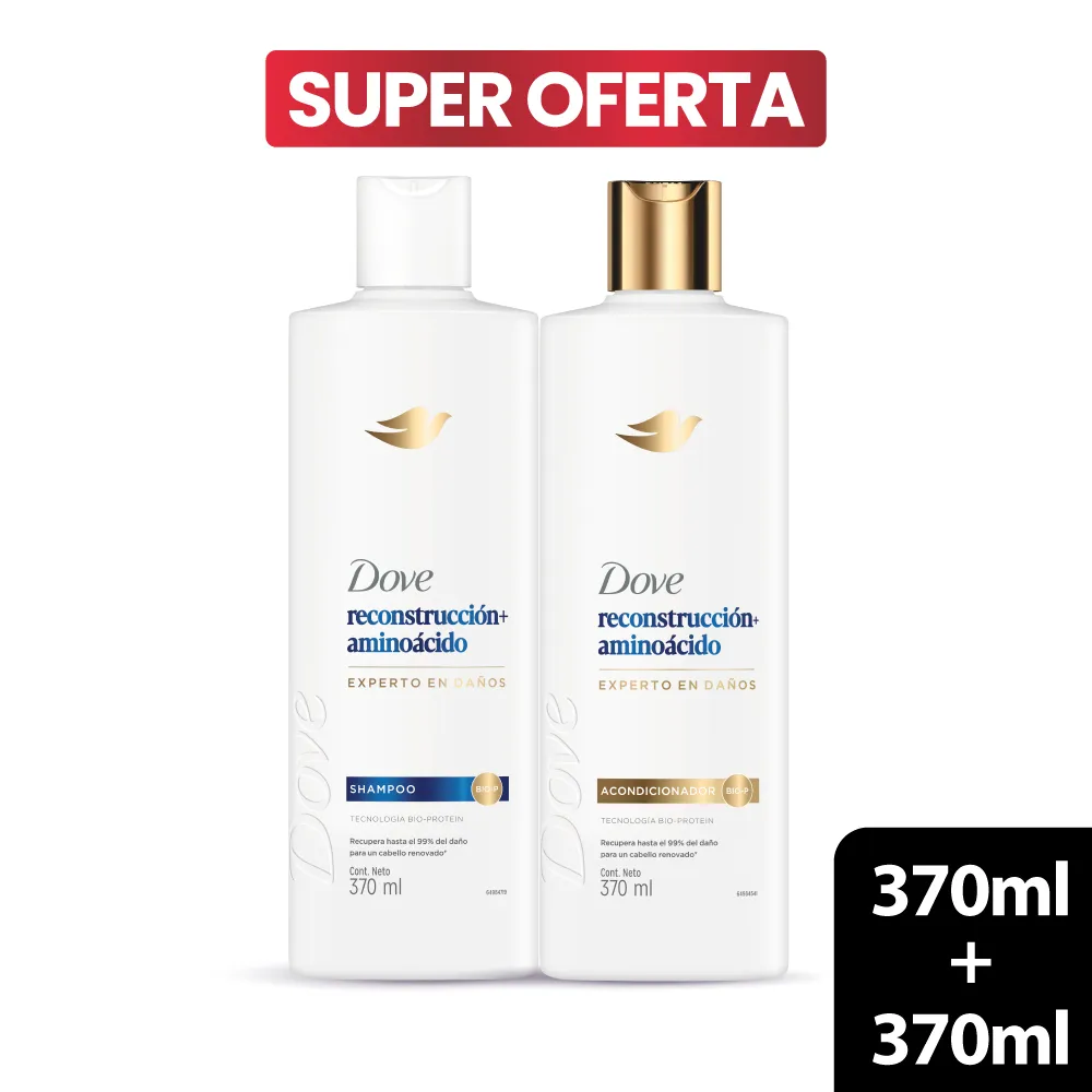 DOVE SHAMPOO Y ACONDICIONADOR RECONSTRUCCION COMPLETA 370 ML X 2