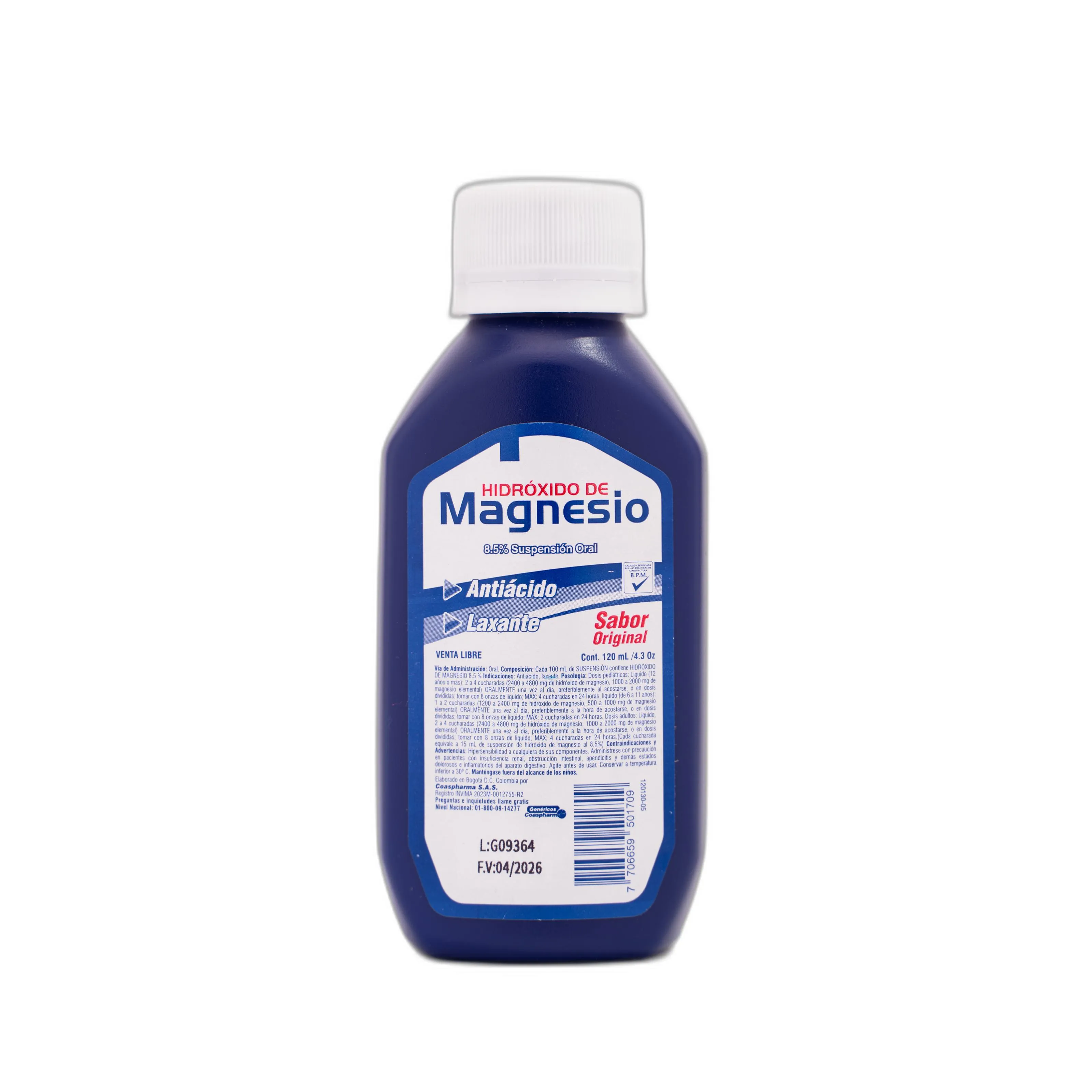 HIDROXIDO DE MAGNESIO 8.5% 120 ML COA